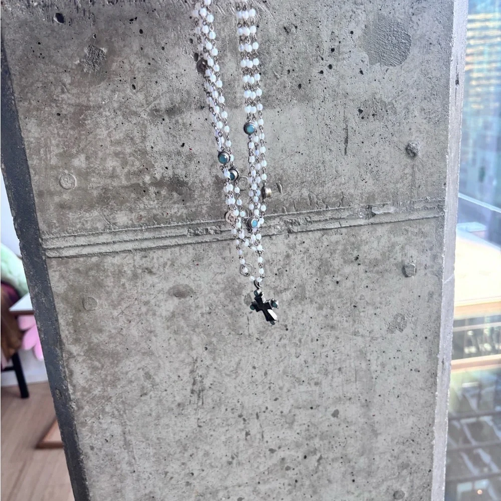 Virgin saint and angel Elegant Silver and Gold Cross Pendant Necklace